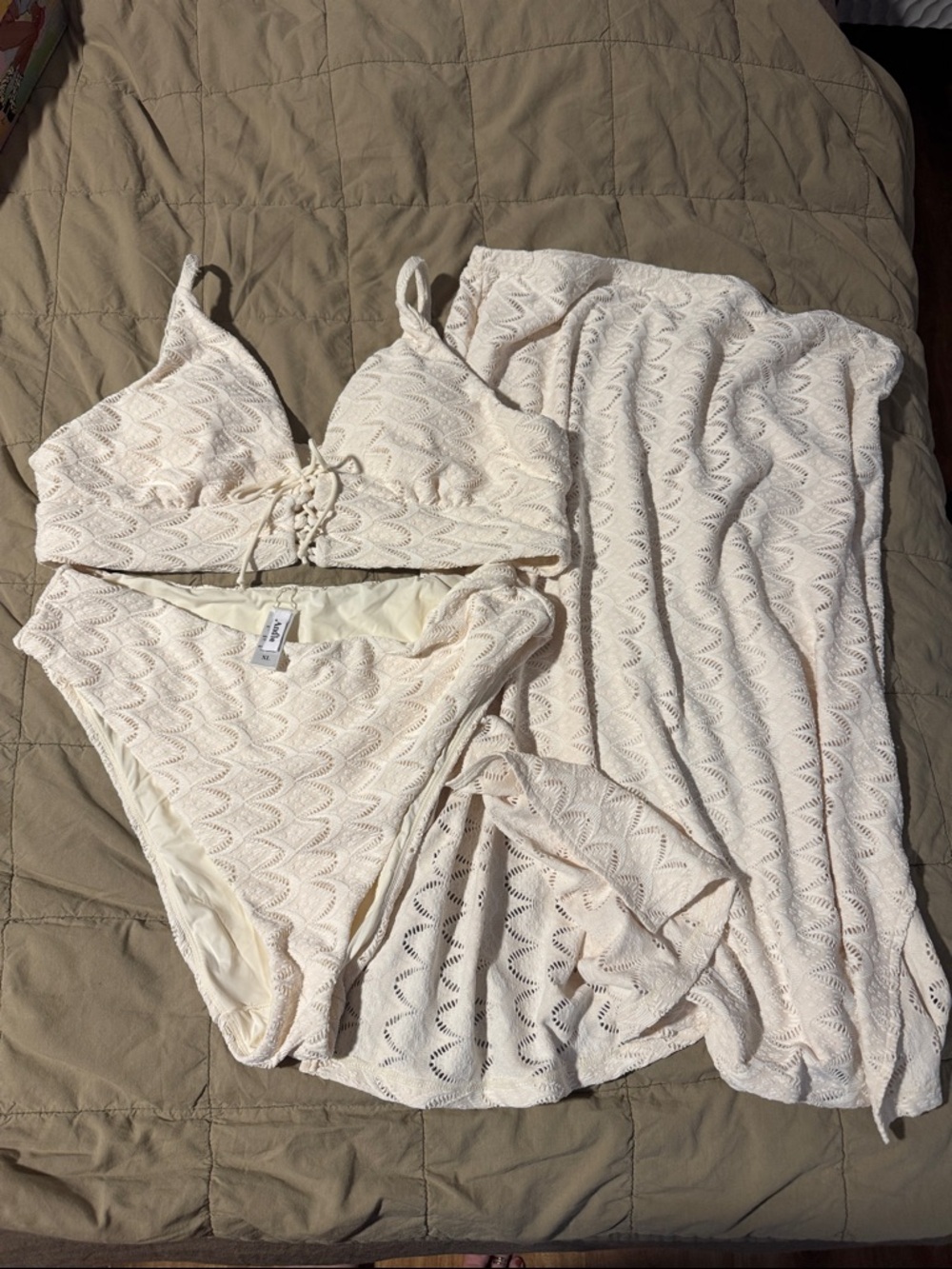 Andie Ivory Crochet Bikini Set with Cover-Up